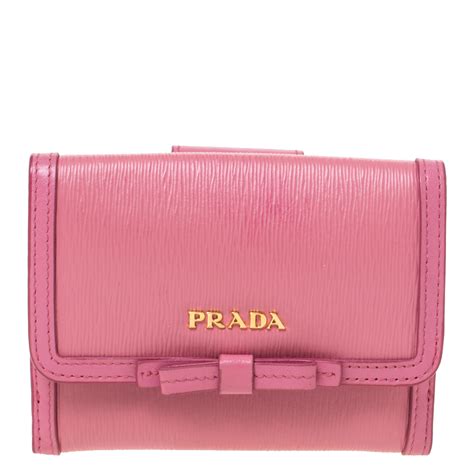 prada wallet pink bow|Prada billfold wallet.